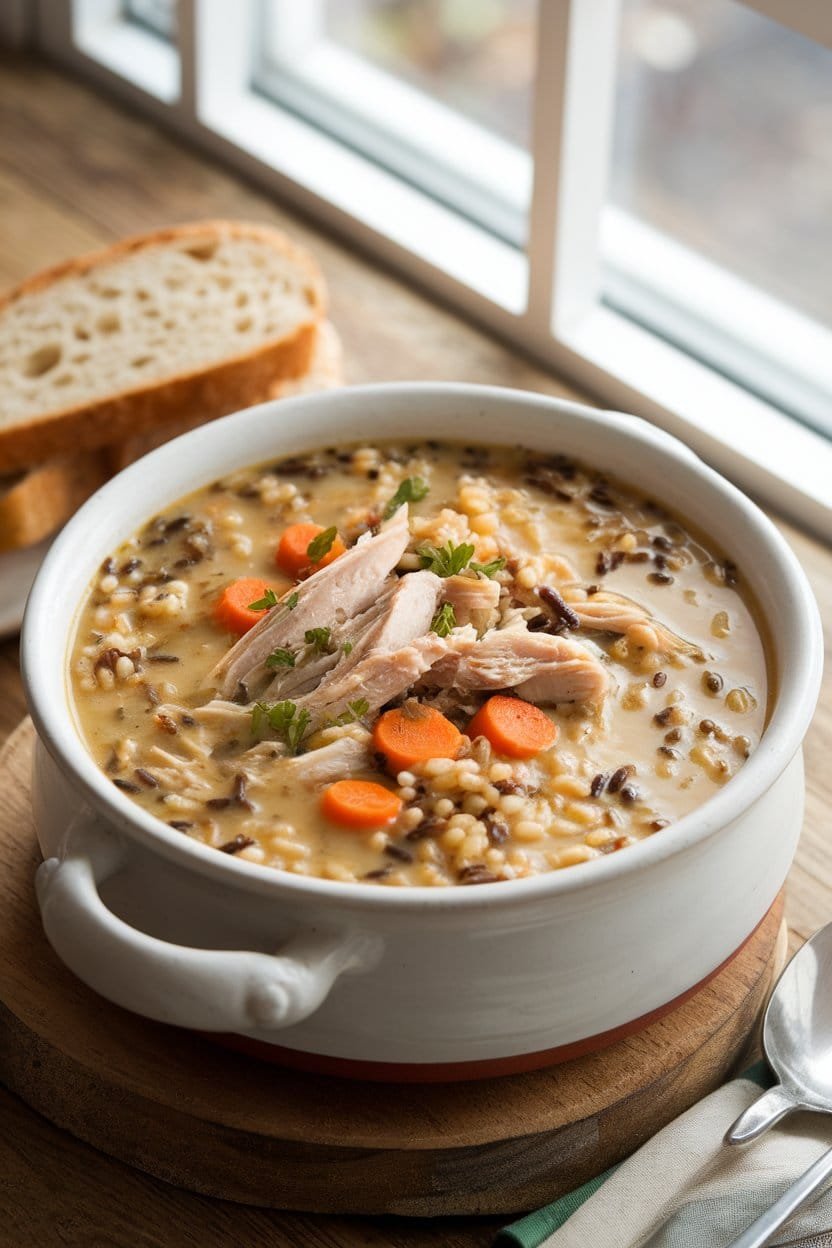 Slow Cooker Creamy Chicken and Wild Rice Soup - Shortcut To Delicious