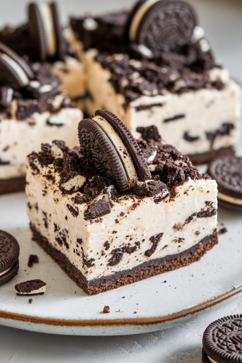 No-Bake Oreo Cheesecake Bars - Shortcut To Delicious
