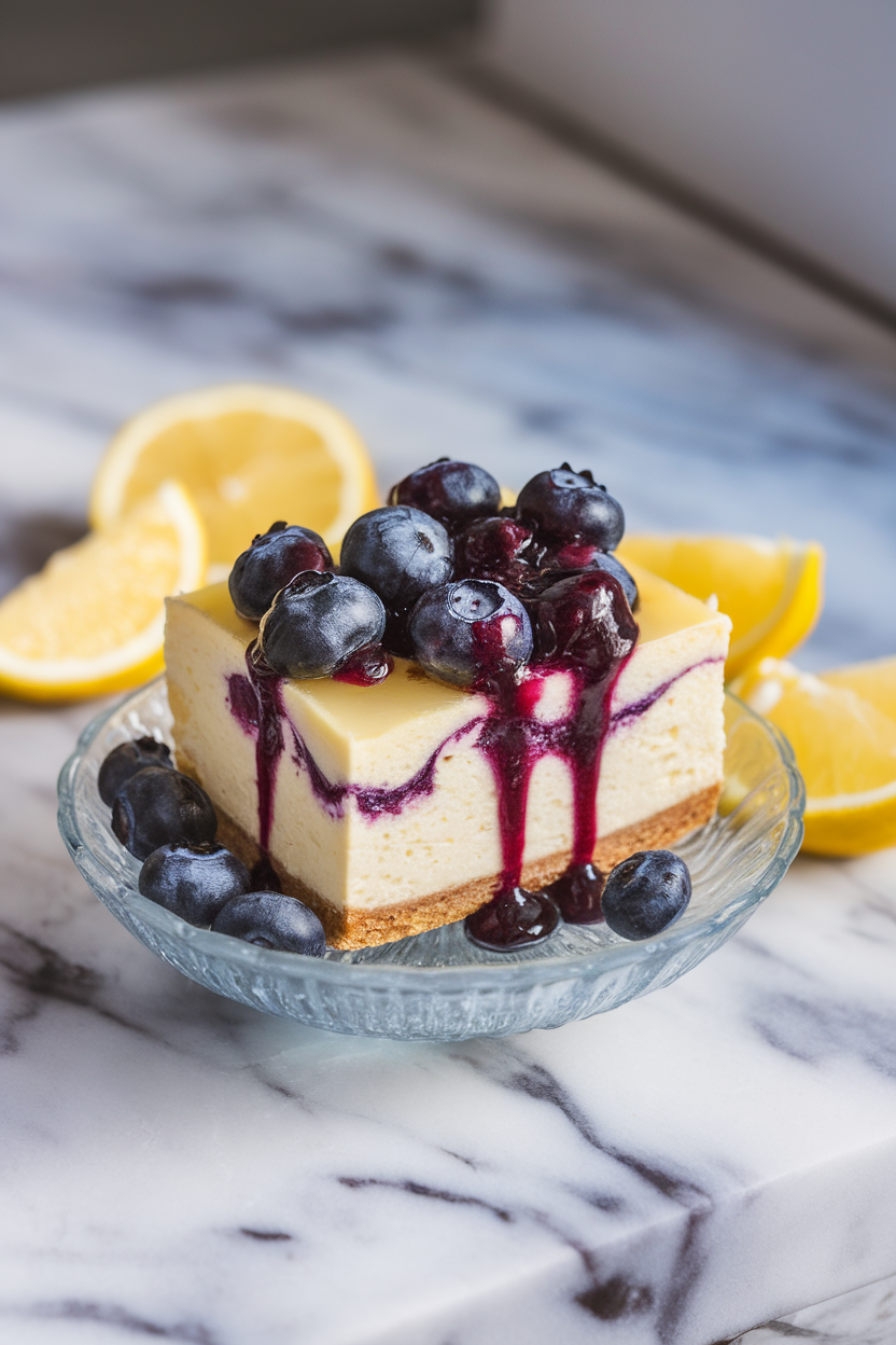 Blueberry Lemon Cheesecake Bars - Shortcut To Delicious