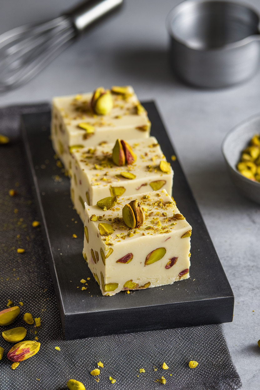 White Chocolate Pistachio Fudge - Shortcut To Delicious