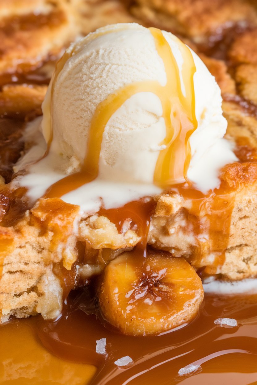 Salted Caramel Banana Cobbler - Shortcut To Delicious